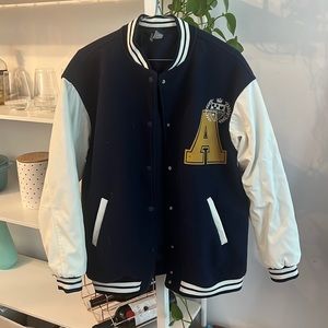 Oversized bomber varsity jacket